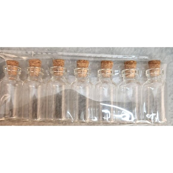 Mini Glass Cork Bottles Set Of 7 For Crafting & Storage 16oz. - Picture 2 of 8